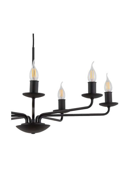 TK Lighting Limal Полилей 7xE14 Ø86см с Свещи Черен 4613