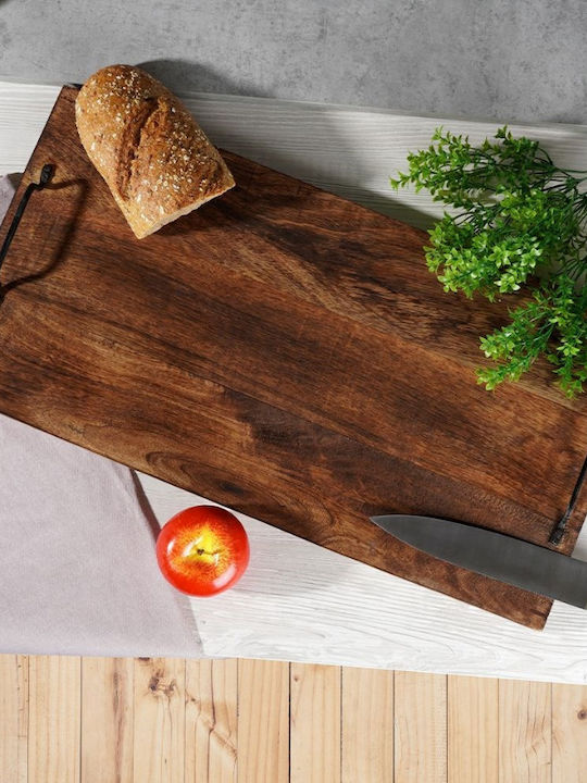 Marva Mango Wooden Rectangular Serving Tray with Handles in Brown Color 56.5x29.5x5.5cm A65000060 1pcs