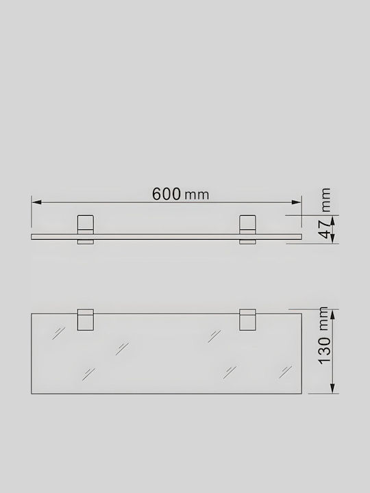 Inter Ceramic Wall Mounted Bathroom Shelf Glass Gray
