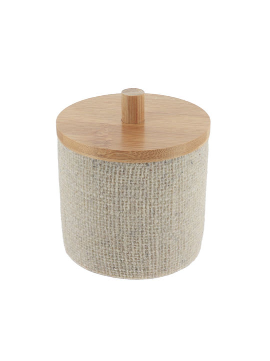 Atmosphera Ecru Vase General Use with Lid Wooden Beige 9.5x5x9.5cm