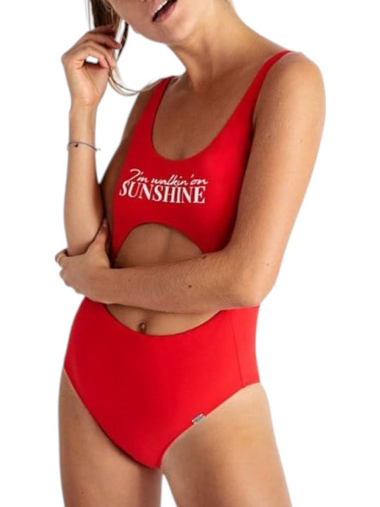 Beachbabe One-Piece Swimsuit with Cutouts Red