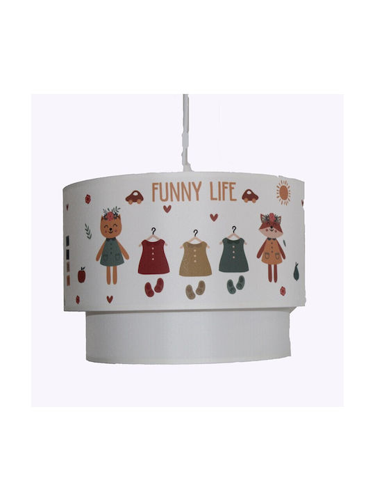 Homeplus Kids Fabric Single Ceiling Light E27 White 30x21cm