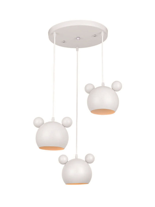 Elmark Kids Metallic Chandelier Ceiling Light E27 Mickey White 40W