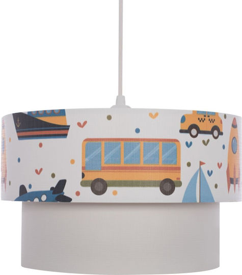 HomeMarkt Transport Toys O singură lumină Lumină de tavan pentru copii Suspendata din material textil 60W cu suport pentru bec E27 Alb 30x20cm