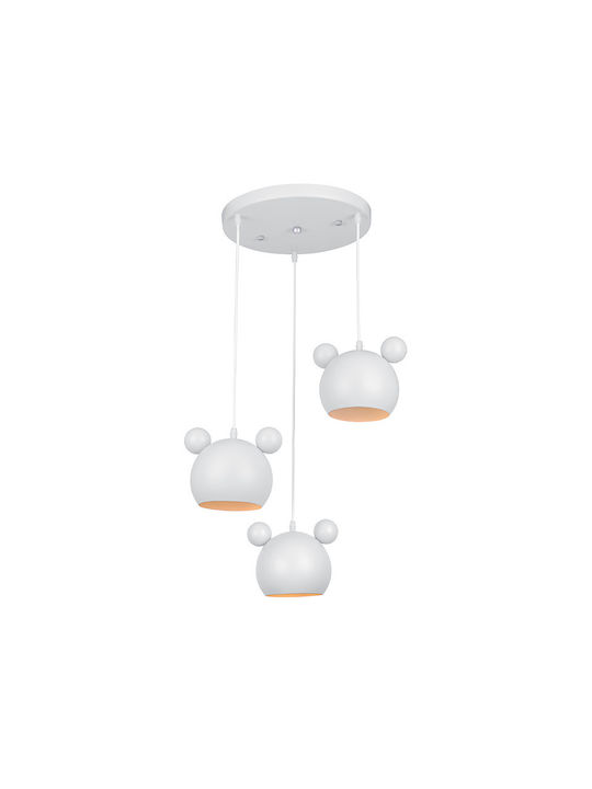 Elmark Kids Metallic Chandelier Ceiling Light E27 Mickey White 40W