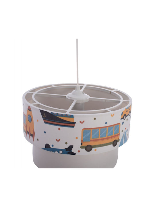 HomeMarkt Transport Toys Μονόφωτο Παιδικό Φωτιστικό Κρεμαστό από Ύφασμα 60W με Υποδοχή E27 Λευκό 30x20cm