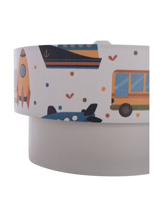 HomeMarkt Transport Toys Μονόφωτο Παιδικό Φωτιστικό Κρεμαστό από Ύφασμα 60W με Υποδοχή E27 Λευκό 30x20cm