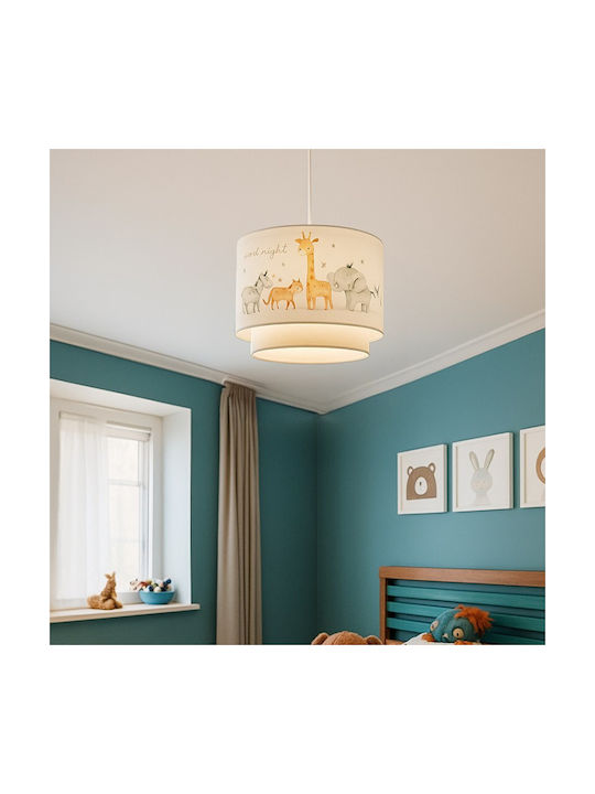 Pakketo Kids Fabric Single Ceiling Light Good Night White 30cm