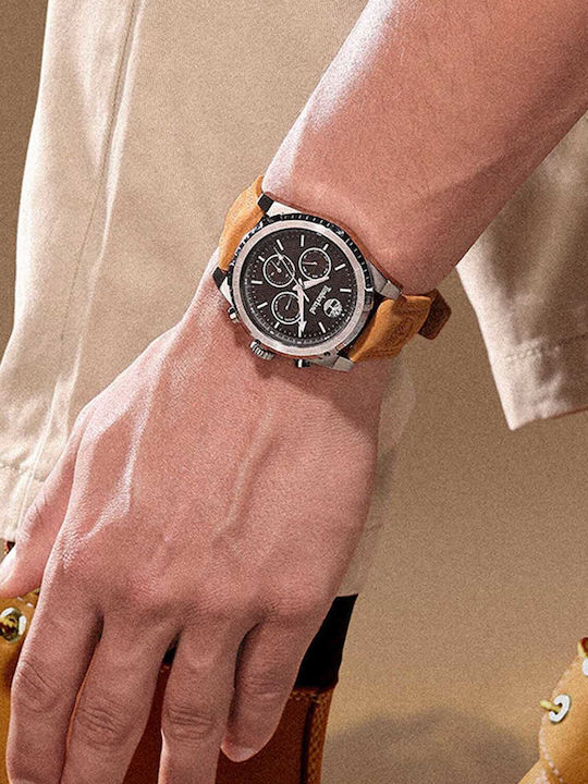 Timberland Ανδρικό Ρολόι 45mm Μπαταρίας με Μπεζ Καουτσούκ Λουράκι