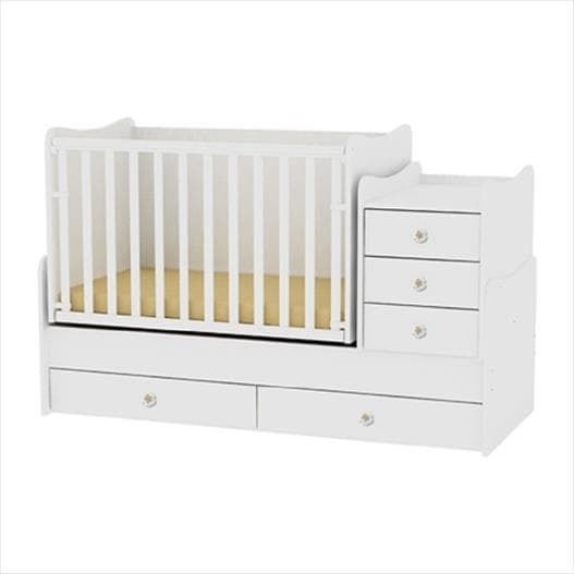 Lorelli Maxi Plus White Crib With Mattress And Drawer