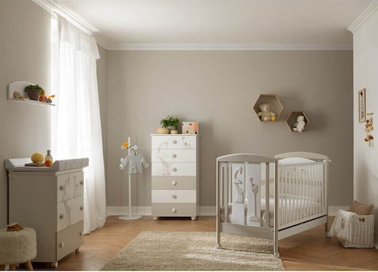 Pali Savana Bianco/Tortora Crib With Wheels