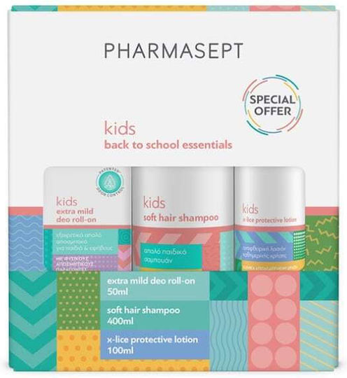 Pharmasept Back to School Pack Σετ Περιποίησης Kids X-Lice Προληπτική Αντιφθειρική Λοσιόν 100ml & Παιδικό Σαμπουάν 400ml & Απαλό Παιδικό & Εφηβικό Αποσμητικό Roll-On 50ml