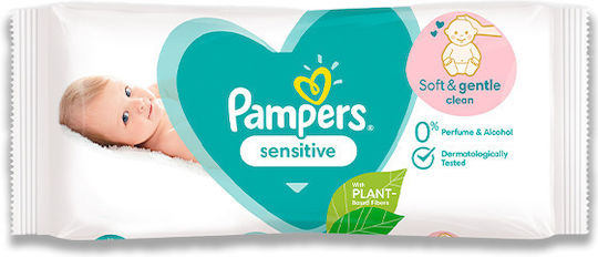 Pampers Sensitive Hipoalergenice Șervețele Umede Bebe Fără Parfum Alcool și Parabeni 52 Bucăți