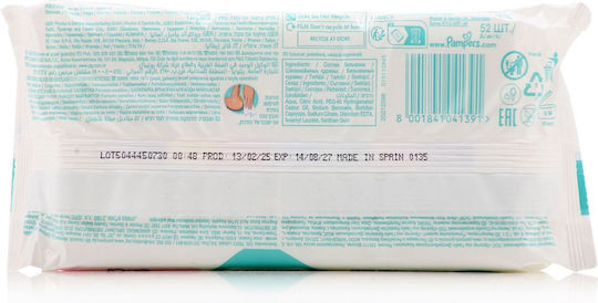 Pampers Sensitive Hipoalergenice Șervețele Umede Bebe Fără Parfum Alcool și Parabeni 52 Bucăți