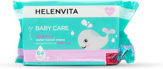 Helenvita Sensitive Hypoallergenic Baby Wipes with 99% Water Alcohol-Free 64pcs