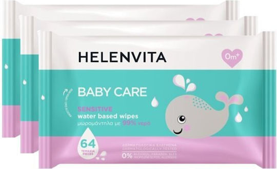 Helenvita Sensitive Hypoallergenic Baby Wipes with 99% Water 3x64pcs