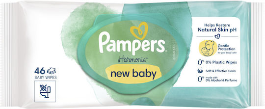 Pampers Harmonie Υποαλλεργικά Μωρομάντηλα χωρίς Άρωμα, Οινόπνευμα & Parabens 46τμχ