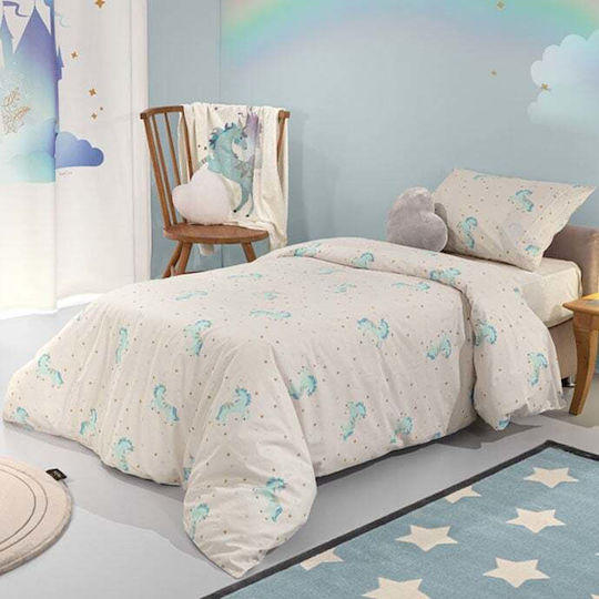 Saint Clair Set Kids Duvet Cover Single with Pillowcase Cotton Aqua 160x220cm