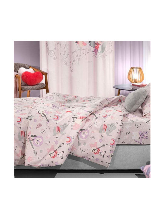Saint Clair Set Kinderbettbezug Einzel mit Kissenbezug Baumwolle Lilac 165x225cm