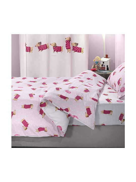 Saint Clair Set Kids Duvet Cover Single with Pillowcase Cotton Fuchsia 165x225cm