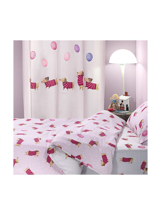 Saint Clair Set Kids Duvet Cover Single with Pillowcase Cotton Fuchsia 165x225cm