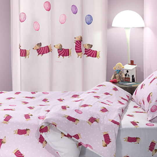 Saint Clair Set Kinderbettbezug Einzel mit Kissenbezug Baumwolle Fuchsia 165x225cm