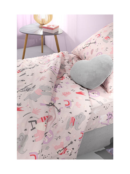 Saint Clair Set Kinderbettbezug Einzel mit Kissenbezug Baumwolle Lilac 160x220cm