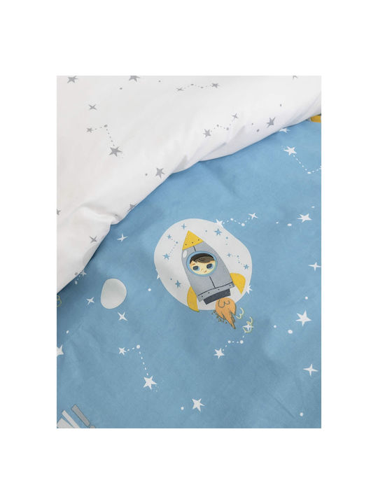 Nima To The Moon Set Kinderbettbezug Einzel mit Kissenbezug Baumwolle Blau 160x240cm
