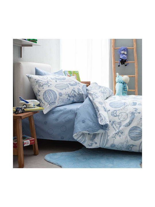 Vesta Home Комплект Детска Завивка Единична с Калъфка Памучна Светлосиня и Navy 170x240см