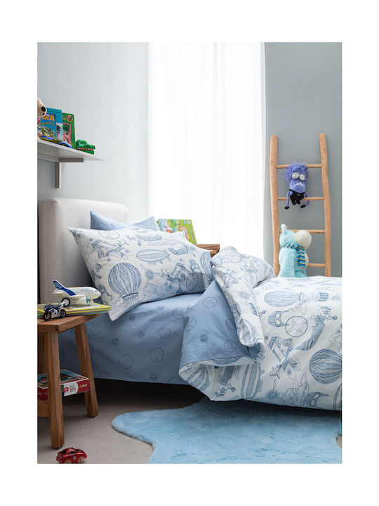 Vesta Home Комплект Детска Завивка Единична с Калъфка Памучна Светлосиня и Navy 170x240см