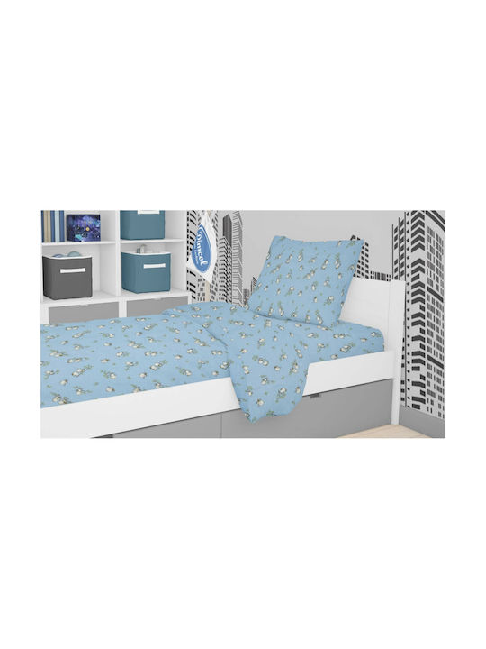 Dimcol Birds 14 Παιδική Παπλωματοθήκη Μονή Βαμβακερή Sky Blue 160x220εκ.