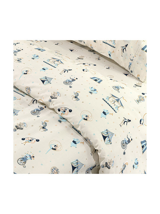 Saint Clair Set Kinderbettbezug Einzel mit Kissenbezug Baumwolle Sky 165x225cm