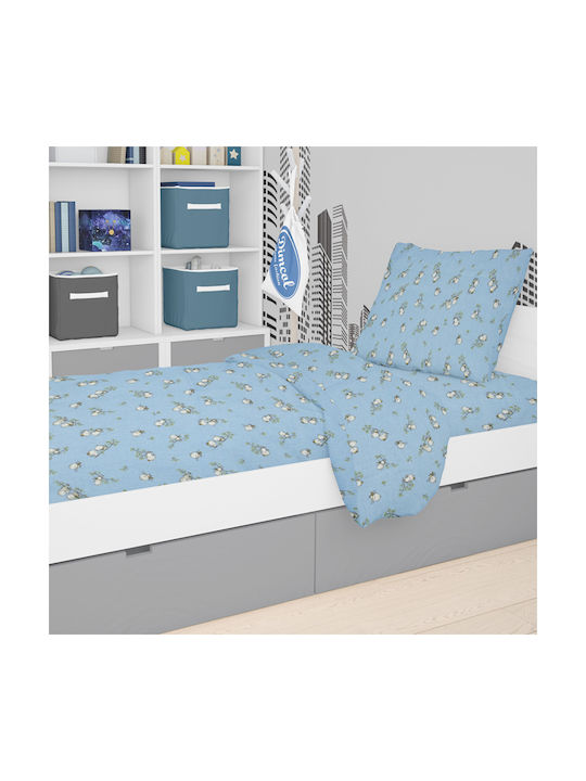 Dimcol Birds 14 Παιδική Παπλωματοθήκη Μονή Βαμβακερή Sky Blue 160x220εκ.