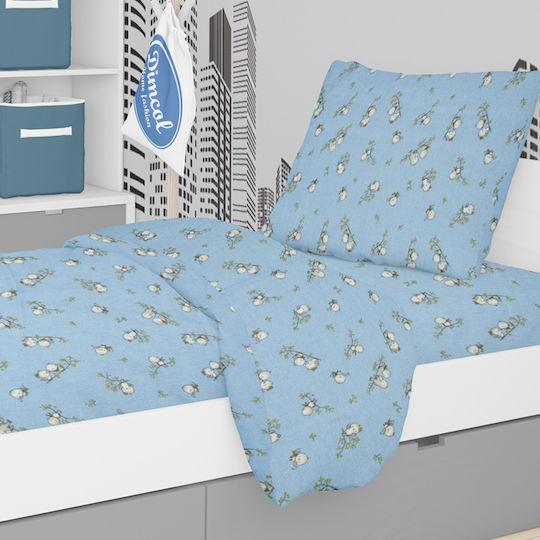Dimcol Birds 14 Детски Плик за Завивка Единичен Памучен Sky Blue 160x220бр