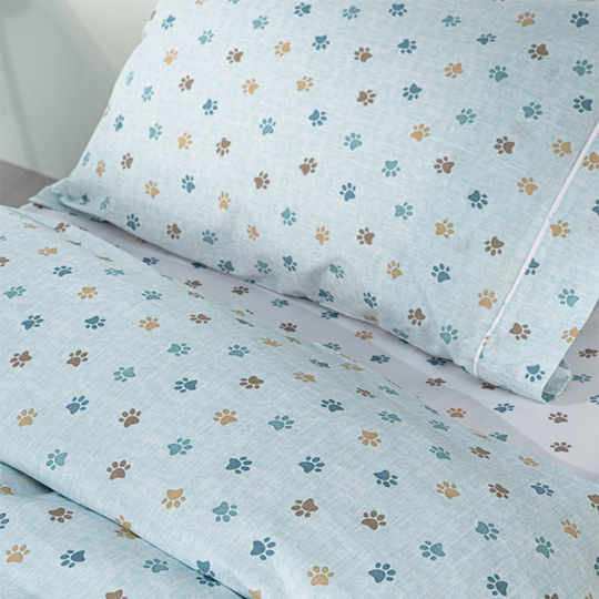 Guy Laroche Paw Kids Duvet Cover Single Cotton Ciel 165x225cm