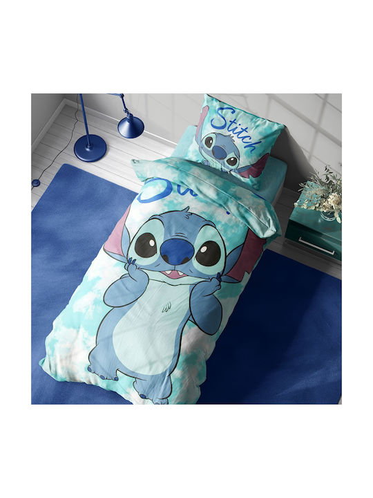 Dimcol Set Kids Duvet Cover Single with Pillowcase Cotton Turquoise 160x240cm