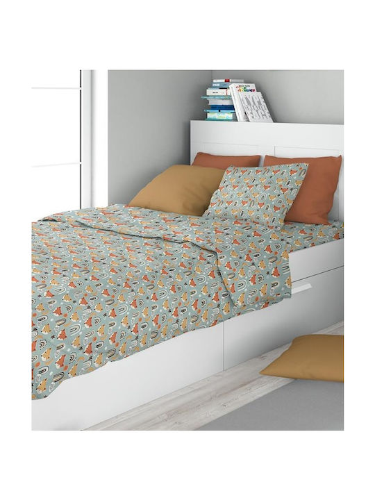 Dimcol Kids Duvet Cover Single Cotton Pale Cyan 160x240cm