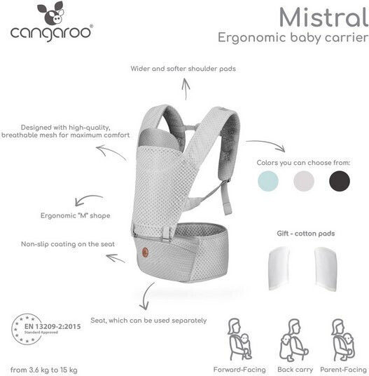 Cangaroo Κλασικός Μάρσιπος Mistral black με Μέγιστο Βάρος 15kg