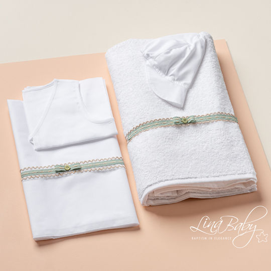 Lina Baby Set Christening Oilcloths White 2 Pieces