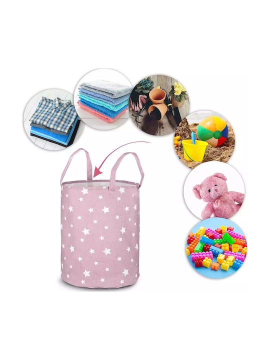 Ricokids Παιδικό Καλάθι Απλύτων από Ύφασμα Αστέρια Ροζ 60x35cm