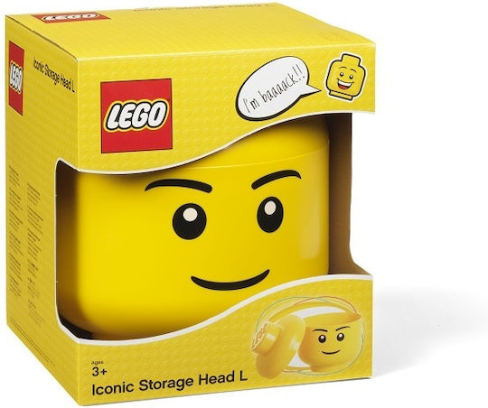 LEGO Παιδικό Κουτί Αποθήκευσης από Πλαστικό Head Κίτρινο 24x24x27cm