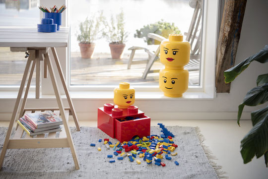 LEGO Children's Storage Box made of Plastic Head Yellow 24x24x27cm 1pcs