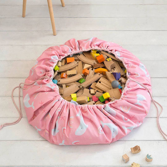 Nima Kinder Spielmatte aus Stoff Happy Whale Rosa 140x140cm 1Stück