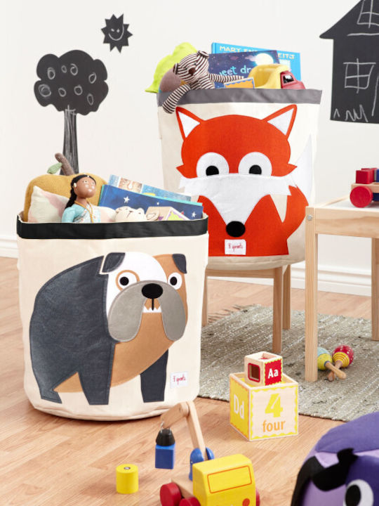 3 Sprouts Children's Storage Basket made of Fabric Fox Red 43x43x45cm 1pcs