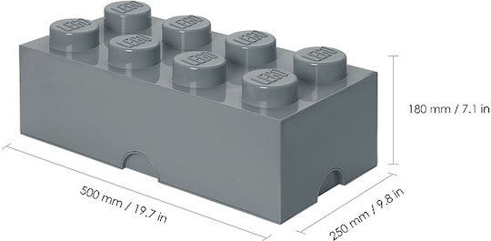 LEGO Παιδικό Κουτί Αποθήκευσης από Πλαστικό 8-Stud Γκρι 50x25x17cm