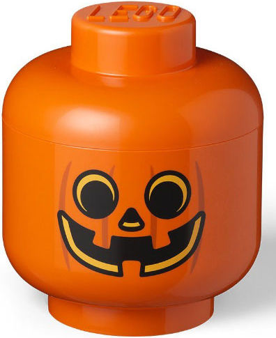 Room Copenhagen Kinder Aufbewahrungsbox aus Kunststoff Lego Head Pumpkin Orange 24x24x27cm 1Stück