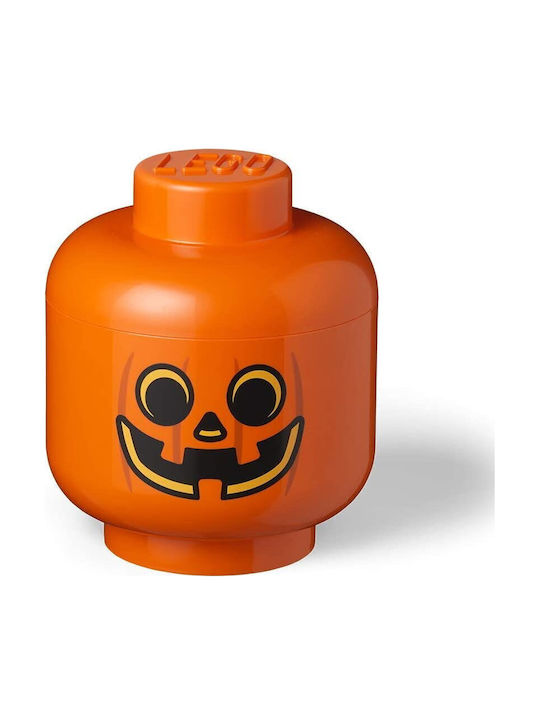 Room Copenhagen Παιδικό Κουτί Αποθήκευσης από Πλαστικό Lego Head Pumpkin Πορτοκαλί 24x24x27cm