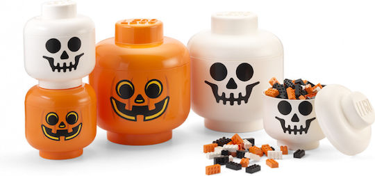 Room Copenhagen Kinder Aufbewahrungsbox aus Kunststoff Lego Head Pumpkin Orange 24x24x27cm 1Stück