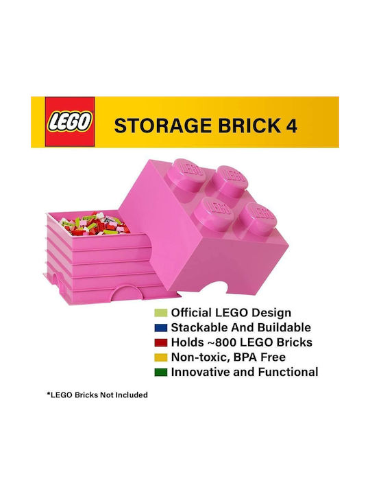LEGO Детска кутия за съхранение от пластмаса 4-Stud Черен 25x25x18см 1бр 5005020