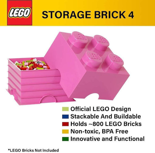 LEGO Детска кутия за съхранение от пластмаса 4-Stud Черен 25x25x18см 1бр 5005020